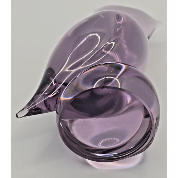 Vintage Paperweight Crystal Owl Purple Hand Blown Glass 4.25" U97 - Picture 7 of 7